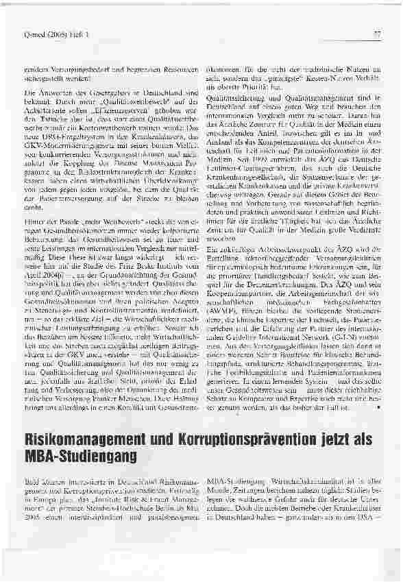 Vorschauseite 2: Medizinische Qualität und Patientensicherheit im Fokus -10 Jahre ÄZQ