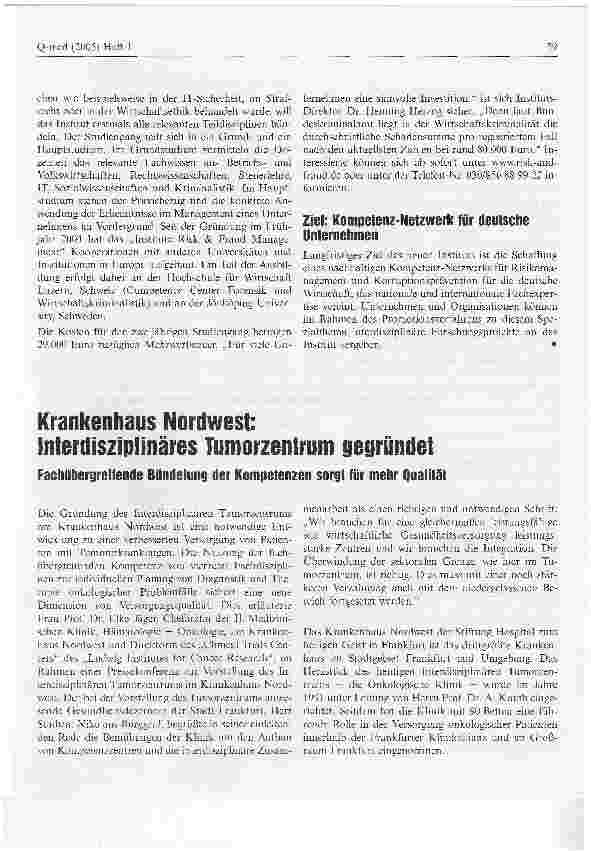 Vorschauseite 4: Medizinische Qualität und Patientensicherheit im Fokus -10 Jahre ÄZQ