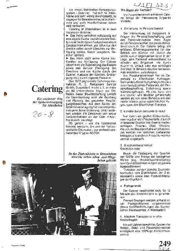 Vorschauseite 1: Catering / Ein moderner Weg der Speisenversorgung für Altenheime