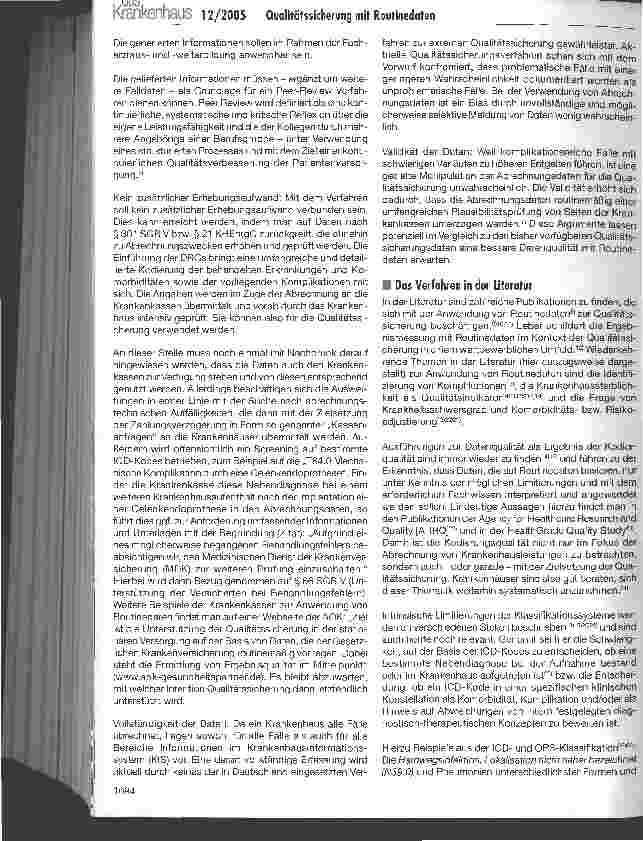 Vorschauseite 2: Qualitätssicherung mit Routinedaten im CLINOTEL-Krankenhausverbund