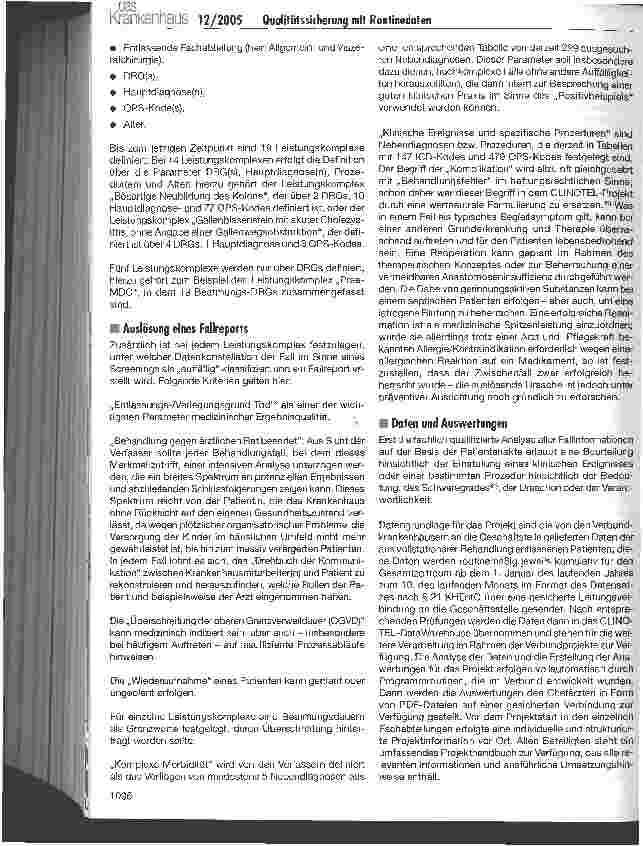 Vorschauseite 4: Qualitätssicherung mit Routinedaten im CLINOTEL-Krankenhausverbund