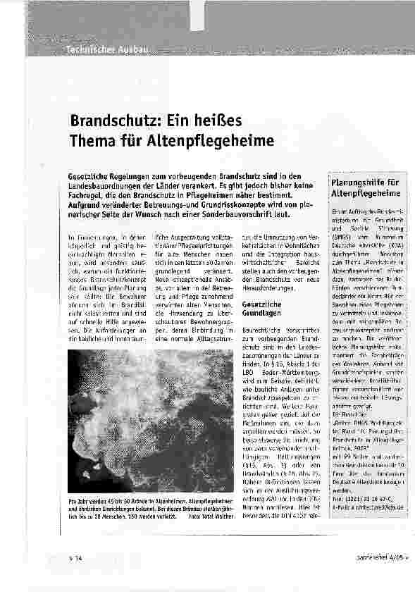 Vorschauseite 1: Brandschutz: Ein heißes Thema für Altenpflegeheime