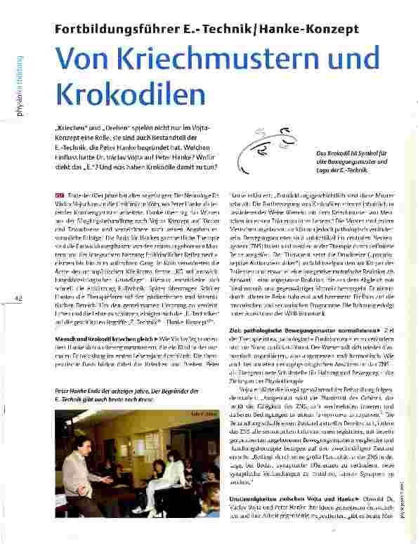 Vorschauseite 1: Fortbildungsführer E.-Technik/Hanke-Konzept Von Kriechmustern und Krokodilen