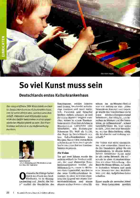 Vorschauseite 1: So viel Kunst muss sein Deutschlands erstes Kulturkrankenhaus