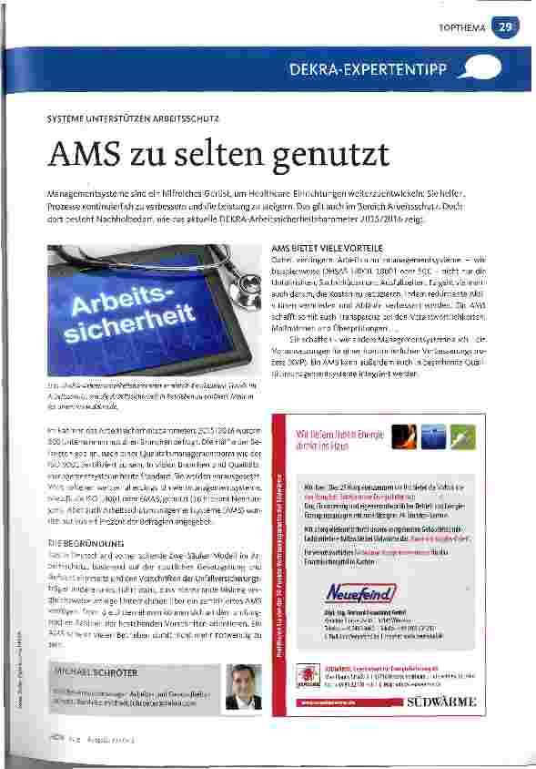 Vorschauseite 1: AMS zu selten genutzt