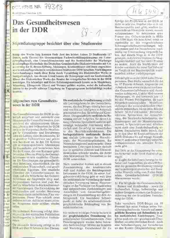 Vorschauseite 1: Das Gesundheitswesen in der DDR