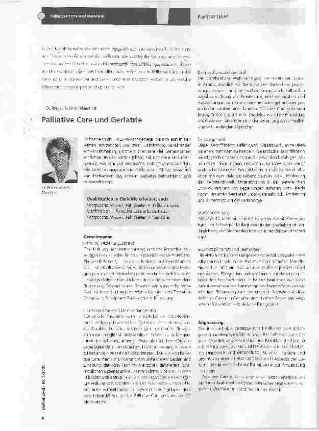 Vorschauseite 1: Palliative Care und Geriatrie