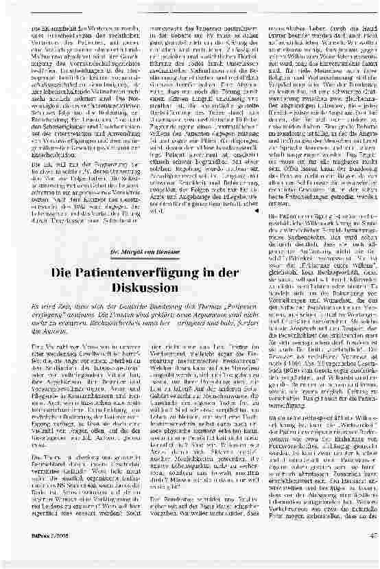 Vorschauseite 3: Der Zwischenbericht der Enquetekommission Ethik und Recht der modernen Medizin des Deutschen Bundestages zu Patientenverfügungen