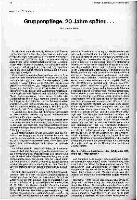 Vorschauseite 1: Gruppenpflege 20 Jahre später