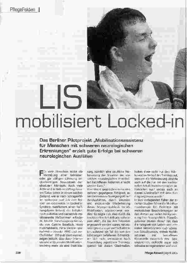 Vorschauseite 1: LIS mobilisiert Locked-in Patienten