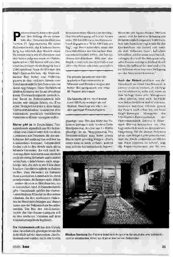 Vorschauseite 2: Luxus lohnt sich Patientenhotels