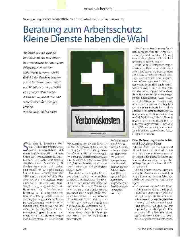 Vorschauseite 1: Beratung zum Arbeitsschutz: Kleine Dienste haben die Wahl