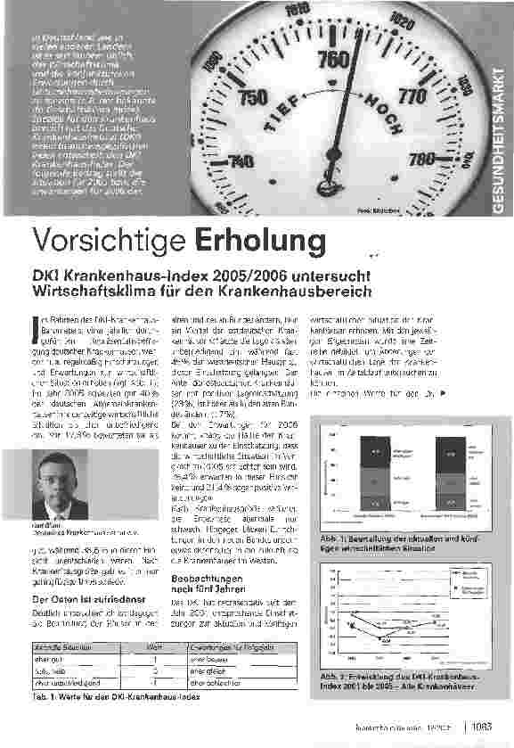 Vorschauseite 1: Vorsichtige ErholungDKI Krankenhaus-Index 2005/2006 untersucht Wirtschaftsklima für den Krankenhausbereich