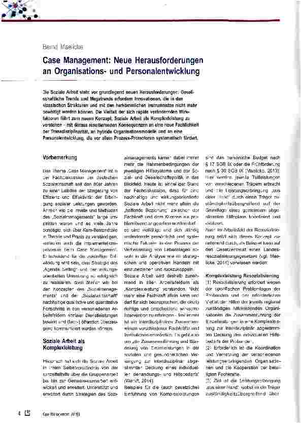 Vorschauseite 1: Case Management: Neue Herausforderungen an Organisationsund Personalentwicklung