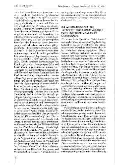 Vorschauseite 6: Pflege und Technik -Herausforderungen an ein interdisziplinäres Forschungsfeld