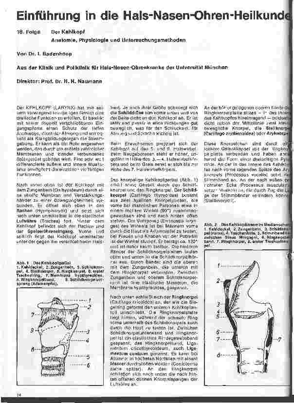 Vorschauseite 1: Einführung in die Hals-Nasen-Ohren-Heilkunde 18.Folge: Der Kehlkopf, Anatomie, Physiologie, Untersuchungsmethoden