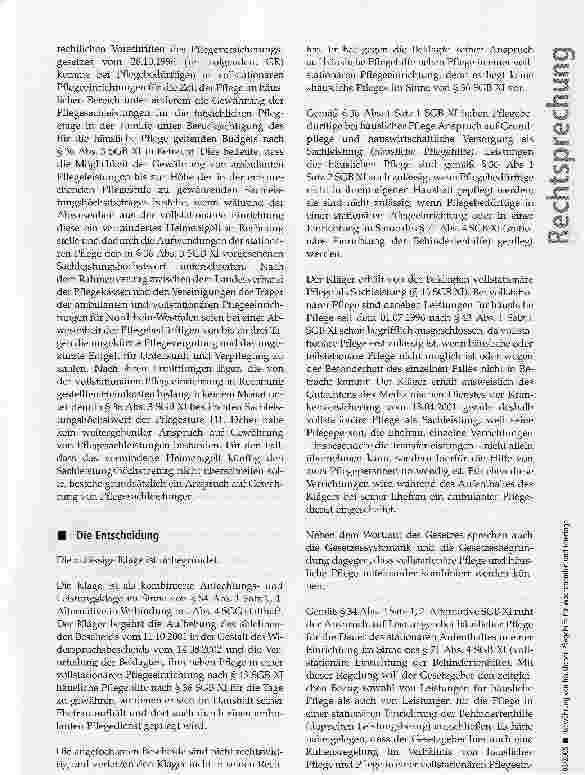 Vorschauseite 2: Gewährung von häuslicher Pflegehilfe für Wochenenden und Feiertage