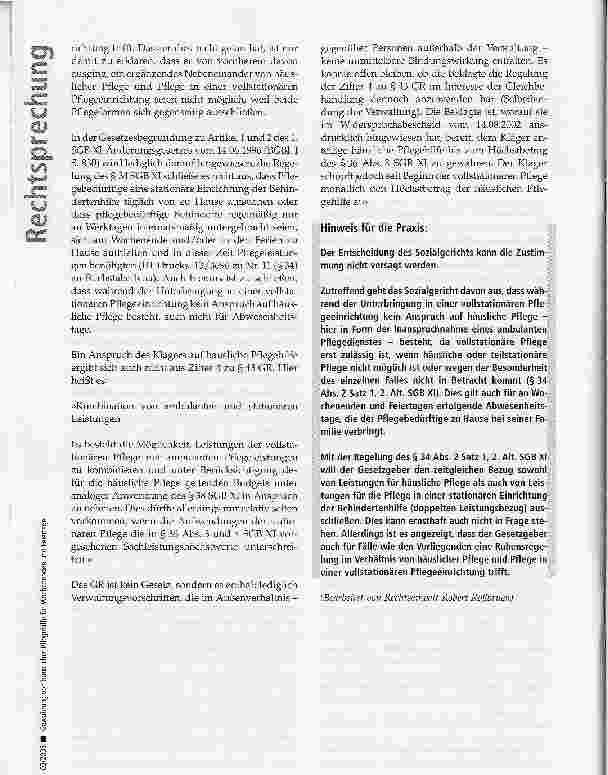 Vorschauseite 3: Gewährung von häuslicher Pflegehilfe für Wochenenden und Feiertage
