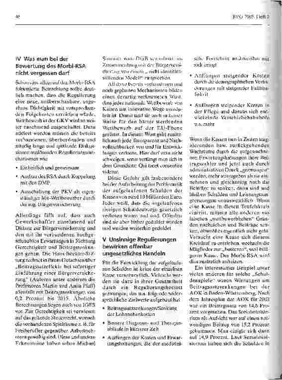 Vorschauseite 4: Blick auf das gesamte System fehlt - Nach der Bürgerversicherung jetzt auch noch der Morbi-RSA
