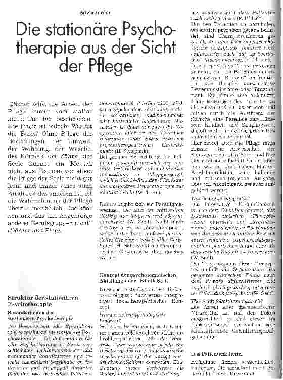 Vorschauseite 1: Die stationäre Psychotherapie aus der Sicht der Pflege