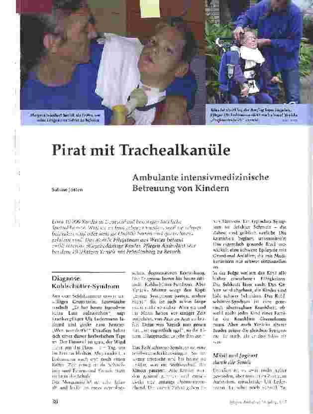 Vorschauseite 1: Pirat mit TrachealkanüleAmbulante intensivmedizinische Betreuung von Kindern