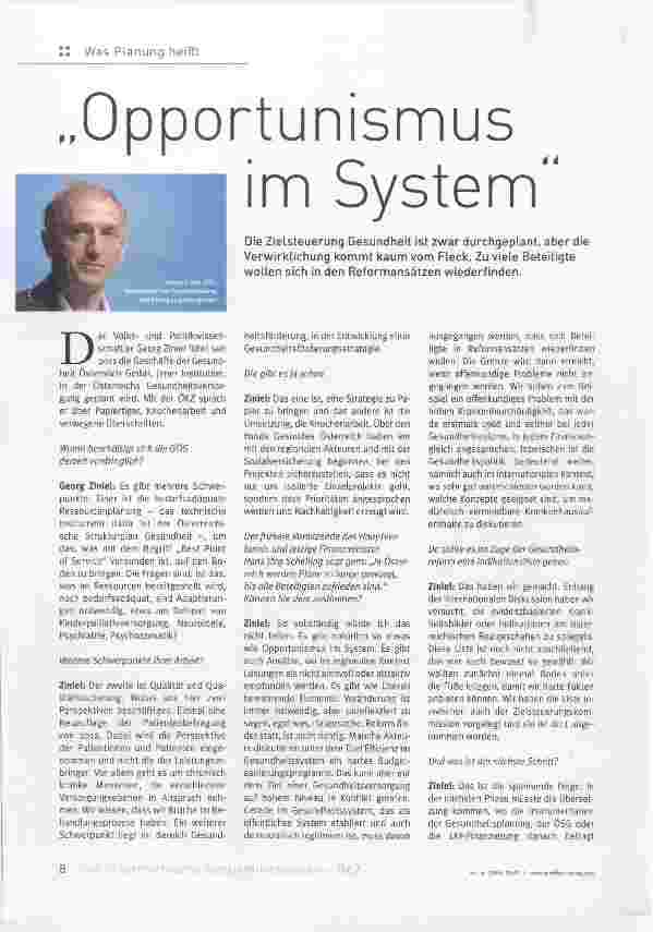 Vorschauseite 1: Opportunismus im System