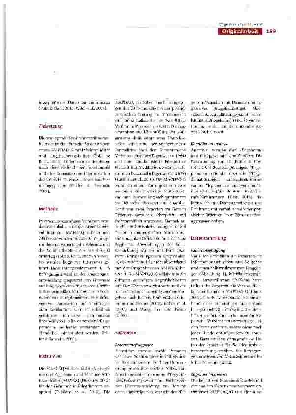 Vorschauseite 3: Inhaltsvalidierung des Fragebogens «The Manage-ment of Aggression in People with Dementia Attitüde Questionnaire German Version» (MAPDAQ-G)