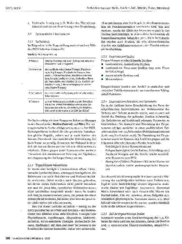 Vorschauseite 2: S2e-Leitlinie »Rehabilitation der Mobilität nach Schlaganfall (ReMoS)« Kurzfassung der Konsensusversion