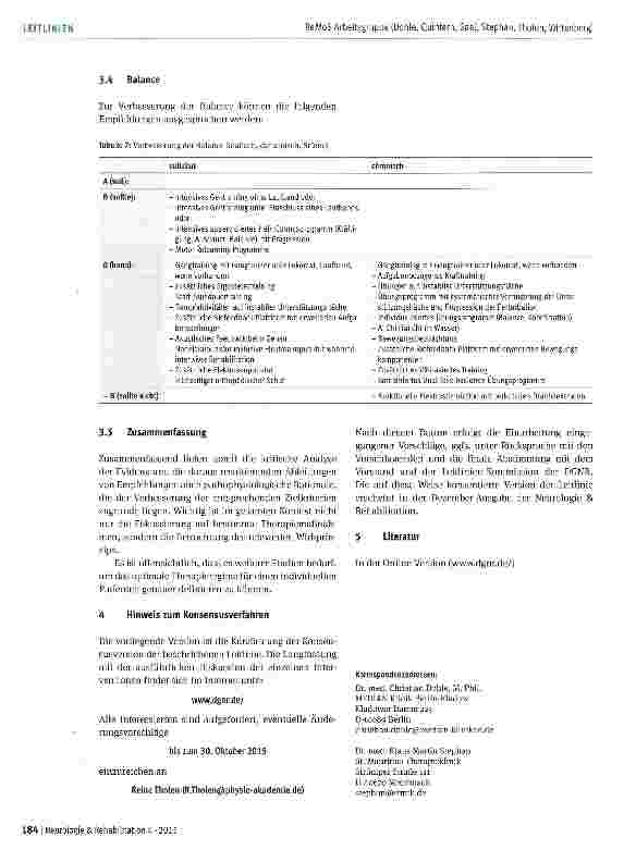 Vorschauseite 6: S2e-Leitlinie »Rehabilitation der Mobilität nach Schlaganfall (ReMoS)« Kurzfassung der Konsensusversion