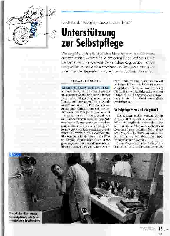 Vorschauseite 1: Unterstützung zur Selbstpflege Funktioniert das Selbstpflegekonzept auch zu Hause?