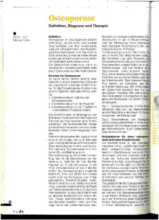 Vorschauseite 1: Osteoporose Definition, Diagnose und Therapie