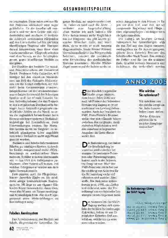 Vorschauseite 2: Von Überflüssigem in Medizin und Pflege SGGP-Tagung: Wieviel und welche Medizin brauchen wir?