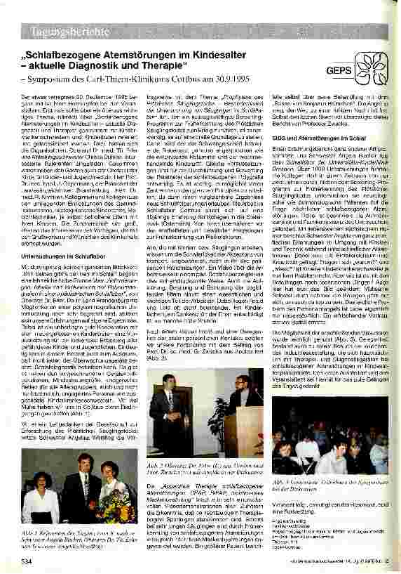 Vorschauseite 1: Schlafbezogene Atemstörungen im Kindesalter - aktuelle Diagnostik und Therapie Symposium des Carl-Thiem-Klinikums Cottbus am 30. 9. 1995
