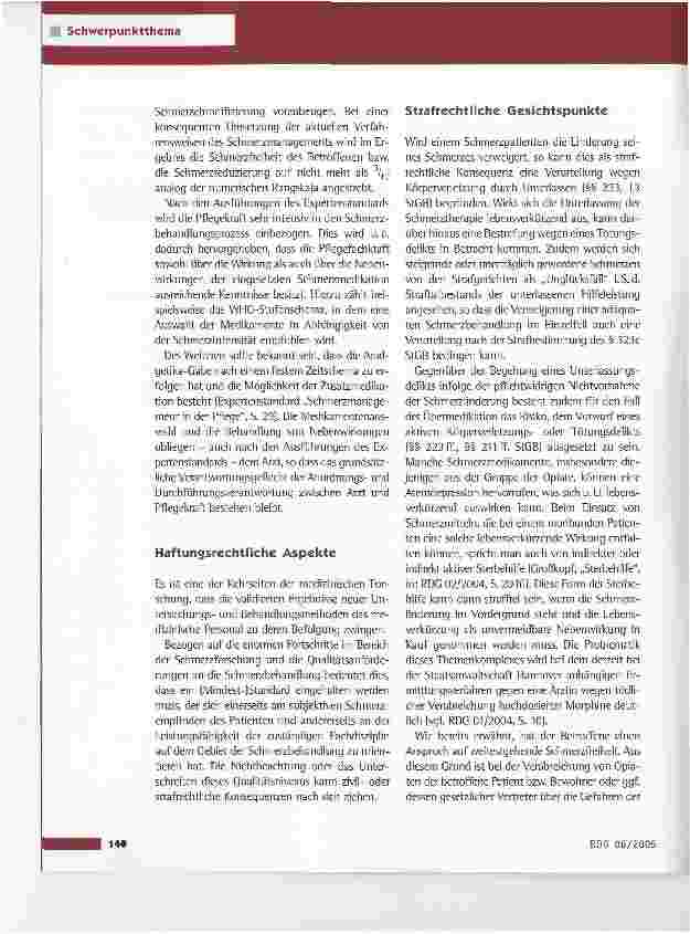 Vorschauseite 3: Schmerztherapie - Herausforderung für die PraxisEine juristische Bestandsaufnahme