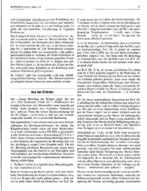 Vorschauseite 3: Medizinische Gutachter müssen Abweichen von Leitlinien nachvollziehbar begründen