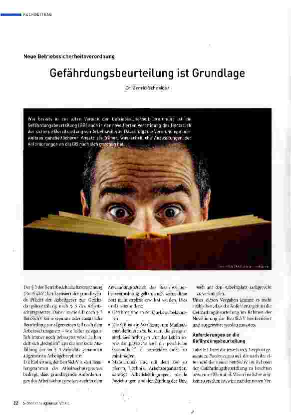 Vorschauseite 1: Gefährdungsbeurteilung ist Grundlage