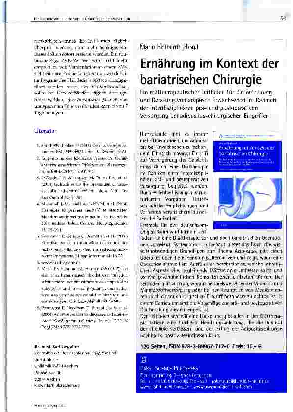 Vorschauseite 3: Die katheterassoziierte Sepsis: Grundlagen der Prävention