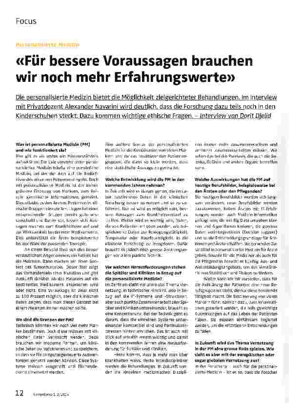Vorschauseite 1: «Für bessere Voraussagen brauchen wir noch mehr Erfahrungswerte»