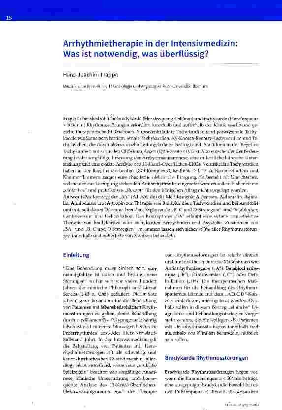 Vorschauseite 1: Arrhythmietherapie in der Intensivmedizin: Was ist notwendig, was überflüssig?