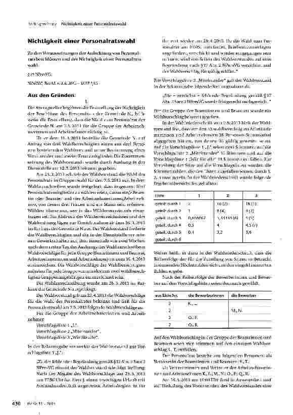 Vorschauseite 1: Nichtigkeit einer Personalratswahl