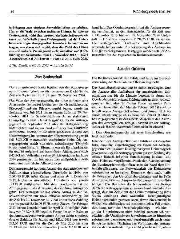 Vorschauseite 2: Unterhaltsbedarf bei Heimaufenthalt eines Elternteils