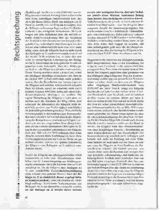 Vorschauseite 5: Zum Schadensersatz und Schmerzensgeld wegen Mobbing -Verschulden des Täters auch in Bezug auf die Erkrankung