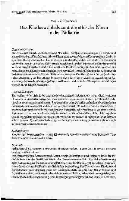 Vorschauseite 1: Das Kindeswohl als zentrale ethische Norm in der Pädiatrie