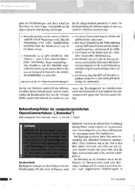 Vorschauseite 2: Umfang der Informationspflicht über wahlärztliche Leistungen