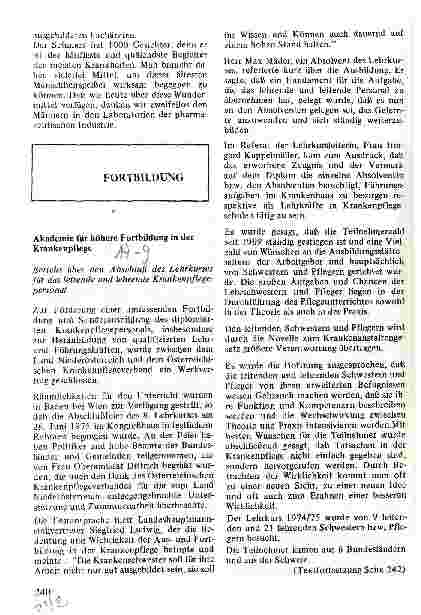 Vorschauseite 1: Bericht über den Abschluß eines Fortbildungskurses