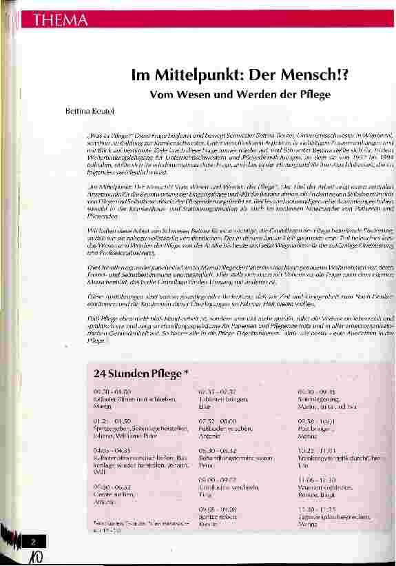 Vorschauseite 1: Im Mittelpunkt: Der Mensch? Vom Werden der Pflege Teil 1