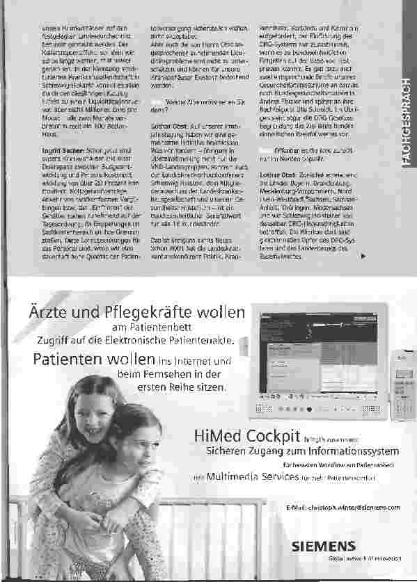 Vorschauseite 2: Anspruch auf GleichbehandlungNorddeutsche Krankenhäuser fordern einen einheitlichen Bundes-Basisfallwert
