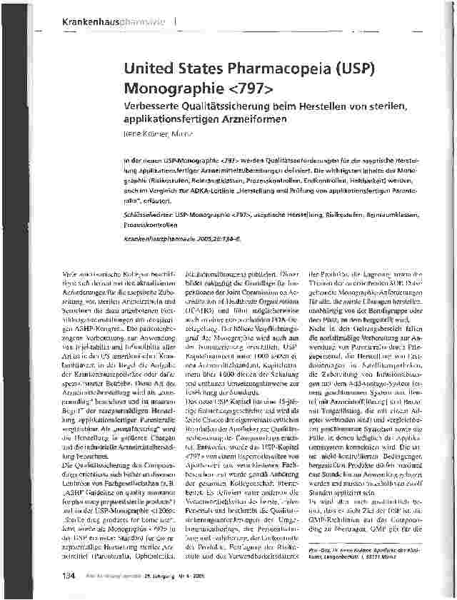 Vorschauseite 1: United States Pharmacopeia (USP) Monographie