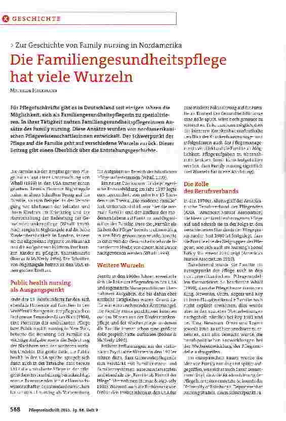 Vorschauseite 1: Die Familiengesundheitspflege hat viele Wurzeln