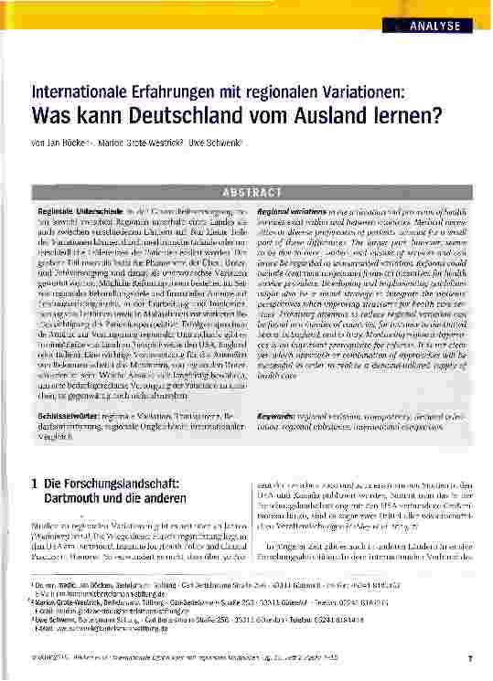 Vorschauseite 1: Internationale Erfahrungen mit regionalen Variationen: Was kann Deutschland vom Ausland lernen?
